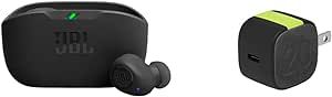 JBL Vibe Buds True Wireless Headphones - Black and InfinityLab InstantCharger 20W 1 USB Compact USB-C PD Charger (Black)