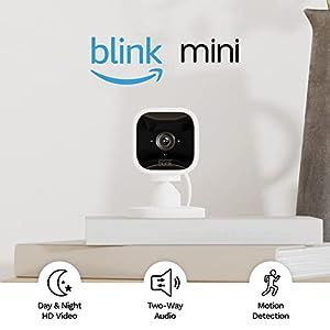 Blink Mini – Compact indoor plug-in smart security camera, 1080p HD video, night vision, motion detection, two-way audio, easy set up, Works with Alexa – 3 cameras (White)