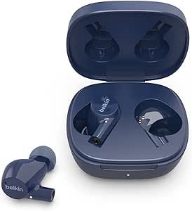 Belkin SoundForm Rise - True Wireless Ear Buds With Wireless Charger Case - Dual Microphone - IPX5 Water Resistant Earbuds - Bluetooth Headphones - Wireless Headphones for iPhone & Samsung - Blue