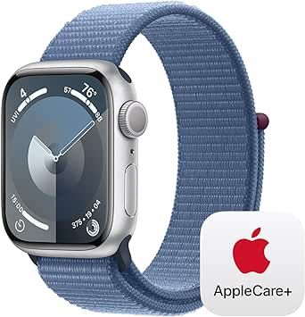 Apple Watch Series 9 GPS 41mm Silver Aluminum Case with Winter Blue Sport Loop with AppleCare+ (2 Years)