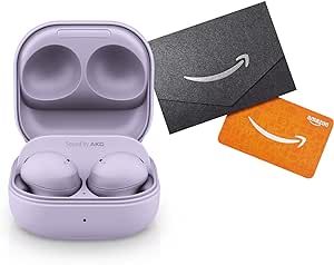 SAMSUNG Galaxy Buds 2 Pro + Gift Card, True Wireless BT Earbuds w/ Noise Cancelling, Hi-Fi Sound, 360 Audio, Comfort Fit, HD Voice, Conversation Mode, IPX7 Water Resistant, US Version, Bora Purple